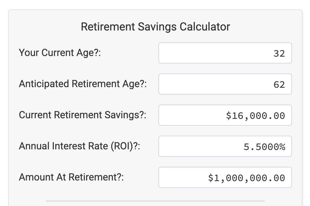 Retirement Savings Calculator