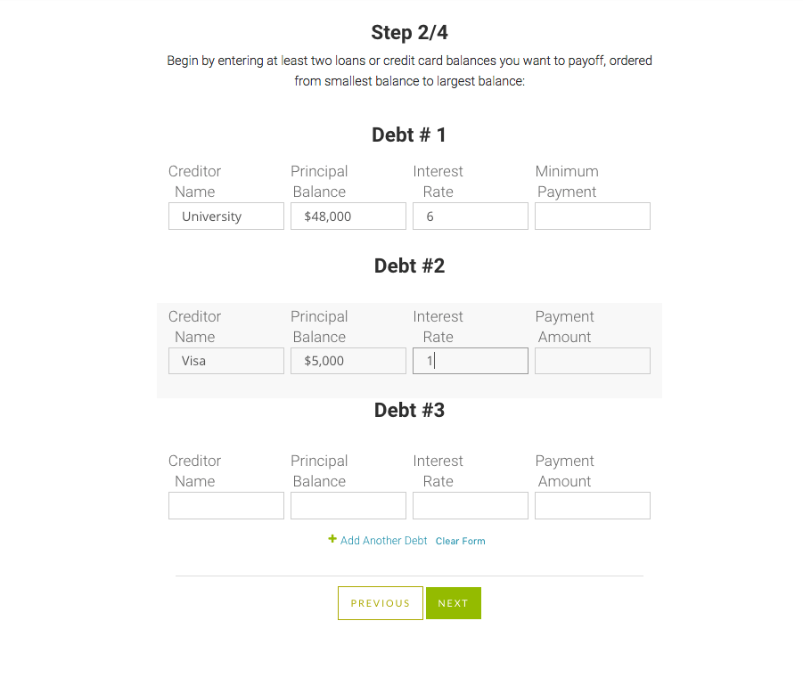 Debt Snowball Calculator